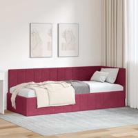 Hoekbedframe met hoofdeinde Wijnrood 80 cm x 200 cm Fluweel