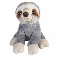 Pluche knuffel luiaard - grijs - 15 cm - zittend - knuffeldier