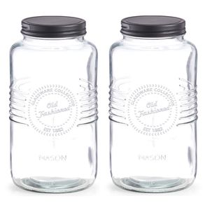 2x Glazen voorraadpotten/bewaarpotten 2000 ml Old Fashioned 23 x 12 cm