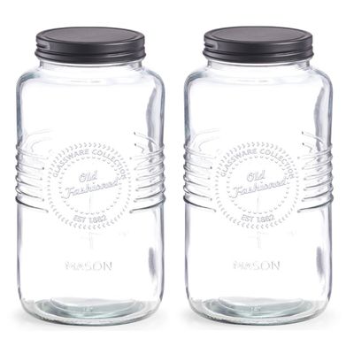 2x Glazen voorraadpotten/bewaarpotten 2000 ml Old Fashioned 23 x 12 cm