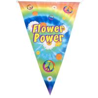 Vlaggenlijn flower power hippie sixties feest decoratie - 5 meter - thema slingers - thumbnail