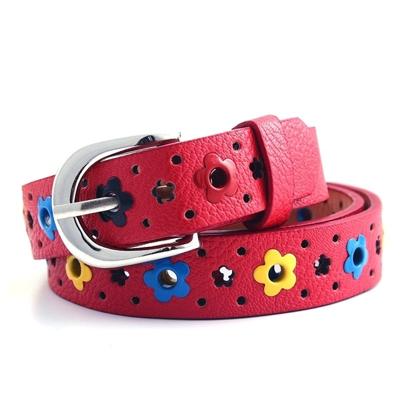 Bloemen patroon holle PU lederen riem voor kinderen (rood)