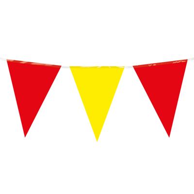 Feest/verjaardag Vlaggenlijn - rood/geel - 10 m - 15 vlaggetjes - binnen/buiten - kunststof