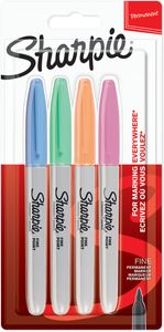Sharpie 2065402 permanente marker Fibre tip Blauw, Groen, Oranje, Roze 4 stuk(s)