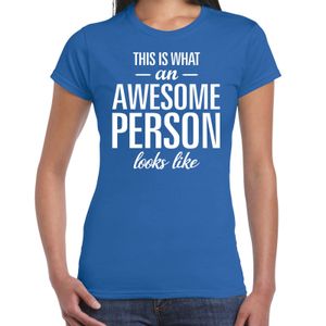 Awesome person / persoon cadeau t-shirt blauw dames