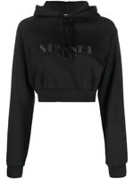 Sunnei hoodie crop à logo brodé - Noir - thumbnail