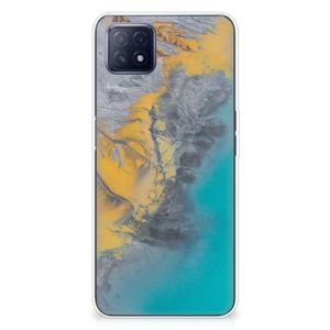 OPPO A53 5G | OPPO A73 5G TPU Siliconen Hoesje Marble Blue Gold