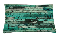 Kussen huid reepjes 50x30 cm turquoise