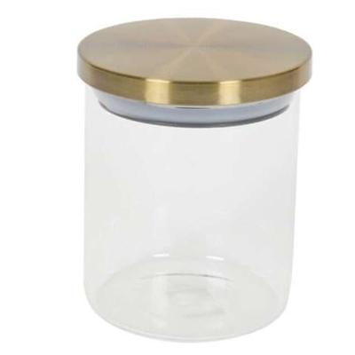 Voorraadpot - 600 ml - glas - draaideksel - goud - 9 x 12 cm - weckpot