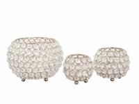 Mia - kerzenhouder set - goud of zilver - kristal - 3 stuks