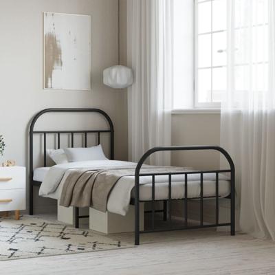 Bedframe met hoofd- en voeteneinde metaal zwart 80x200 cm