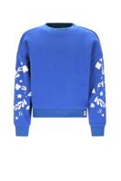 NoNo winter sweater meisjes - blauw - Konono - furry, mouwprint