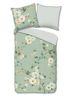 Descanso Dekbedovertrek "bloemen" - Groen - (155x220 cm) - Katoen Satijn