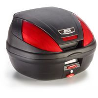 GIVI E370 Monolock Topkoffer, Topkoffers en zijkoffers voor de moto, rode reflectoren, zwarte cover
