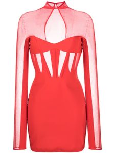 Mugler robe courte à col montant - Rouge