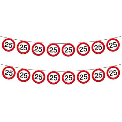 2x Vlaggenlijn versiering 25 jaar verkeersborden 10 meter