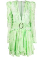 Alessandra Rich robe courte à ornements en cristal - Vert