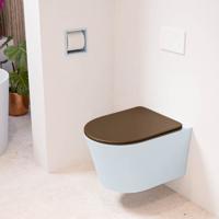 Wandcloset Mondiaz Lavie | Zonder spoelrand | Incl.Toiletzitting-Rust | Keramiek | Clay (licht grijs)
