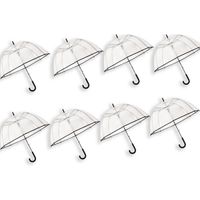 8 x Transparante koepelparaplu 85 cm - doorzichtige paraplu - trouwparaplu - bruidsparaplu - stijlvol - plastic - - thumbnail