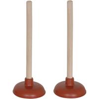 MSV Gootsteen ontstopper - 2x - plopper - hout/rubber - 11 x 30 cm
