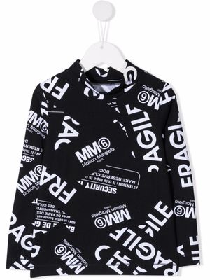 MM6 Maison Margiela Kids haut en polaire à imprimé Fragile - Noir