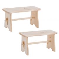 Zeller Houten voetenbankje/krukje - Set van 2x stuks - 39 x 19 x 21 cm - Planten ophoger - Bijzettaf