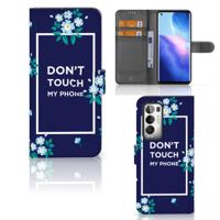 OPPO Find X3 Neo 5G Portemonnee Hoesje Flowers Blue DTMP