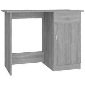 The Living Store Bureau Schrijftafel - Grijs Sonoma Eiken - 100x50x76 cm - Met lade en deur