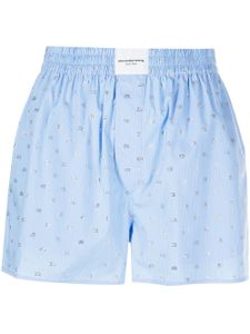Alexander Wang short rayé à logo en jacquard - Bleu