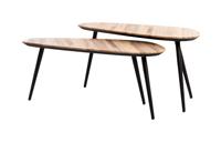 Light & Living Salontafel 'Viejo' Hout en metaal, Set van 2 stuks, kleur Licht hout