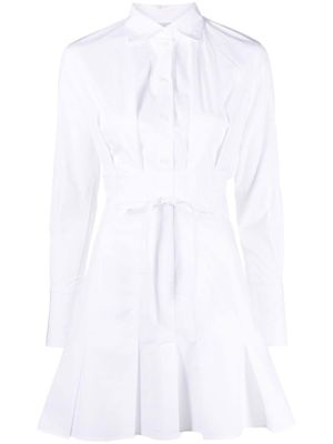 Patou robe-chemise courte à détails plissés - Blanc