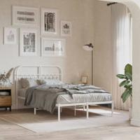 Bedframe met hoofdbord metaal wit 120x190 cm
