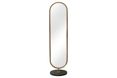 Staande spiegel PORTRAIT 175cm ovaal goud met zwarte marmeren voet - 46100
