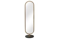 Staande spiegel PORTRAIT 175cm ovaal goud met zwarte marmeren voet - 46100