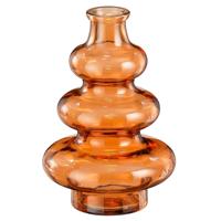 Bloemenvaas Sira - transparant glas - oranje - D14,5 x H22 cm - vaas - sierlijk model