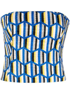Gemy Maalouf robe-bustier à motif géométrique - Bleu