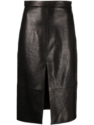 KHAITE jupe en cuir à coupe mi-longue - Noir