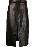 KHAITE jupe en cuir à coupe mi-longue - Noir