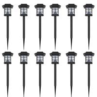 VidaXL 12-delige led-tuinverlichtingsset solar met pin 8,6x8,6x38 cm