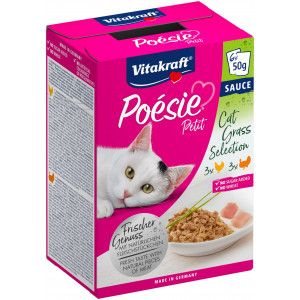 Vitakraft Poésie Petit Cat Grass Selection natvoer kat (6 x 50 g) 1 verpakking (6 x 50 g)