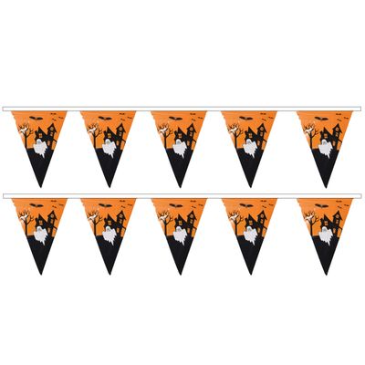 Halloween/Horror thema vlaggetjes - 2 stuks - van plastic - 400 cm