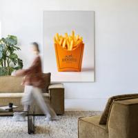 Urban Cotton Wandkleed 'Hermes Fries' 145 x 190cm in Frame - black