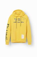 Sweatshirt met capuchon en teksten - YELLOW - XL