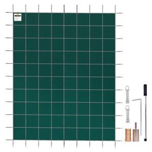 VEVOR Inbouw Zwembadafdekking 5,47x12,7 m PP Rechthoekige Afdekking Buitenzwembad tegen Puin Sneeuw Solar Zwembad Beschermer Strakke Mesh Aardbout Messing voor Zwembaden 4,87x12,2 m Tuin Huis Groen