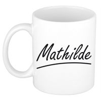 Naam cadeau mok / beker Mathilde met sierlijke letters 300 ml   -