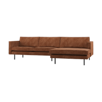 WOOOD Rodeo bank chaise longue rechts ribstof Roestbruin