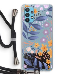 Flowers with blue leaves: Samsung Galaxy A32 4G Transparant Hoesje met koord