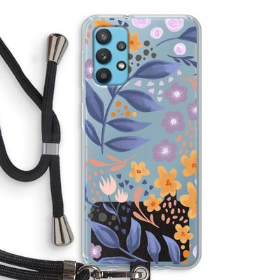 Flowers with blue leaves: Samsung Galaxy A32 4G Transparant Hoesje met koord