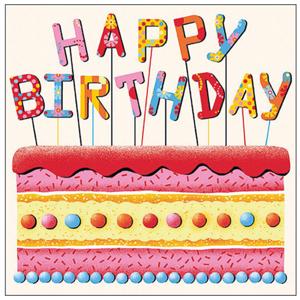 Ambiente Tafel diner/lunch servetten - happy birthday verjaardag taart - 33 x 33 cm - 20x stuks