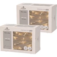 Set van 2x stuks kerstverlichting warm wit 180 leds met dimmer en timer functie 1800 cm